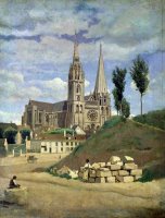 Chartres Cathedral by Jean Baptiste Camille Corot