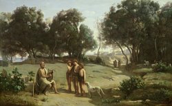 Homer and the Shepherds in a Landscape by Jean Baptiste Camille Corot