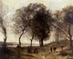 Le Lac (or Le Chemin Des Vaches) by Jean Baptiste Camille Corot