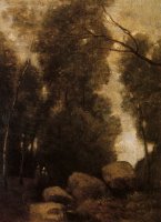 Rochers Dans Une Clairiere by Jean Baptiste Camille Corot
