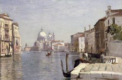 Venice - View of Campo della Carita looking towards the Dome of the Salute by Jean Baptiste Camille Corot