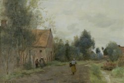 Village Street in the Morning by Jean Baptiste Camille Corot