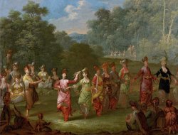 Greek Men And Women Dancing The Khorra by Jean Baptiste Vanmour