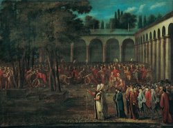 The Ambassadorial Delegation Passing Through The Second Courtyard of The Topkapi Palace by Jean Baptiste Vanmour