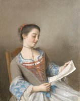 'la Liseuse' (marianne Lavergne, Een Nicht Van De Kunstenaar, in Lyonese Plattelandskleding) by Jean-Etienne Liotard