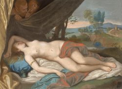 Slapende Nimf Bespied Door Saters, Naar Een Schilderij Gebaseerd Op Een Prent Naar Anthony Van Dyck by Jean-Etienne Liotard