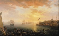 View of Brest Harbor by Jean Francois Hue