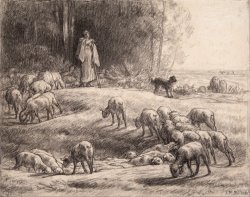 The Shepherdess by Jean-Francois Millet