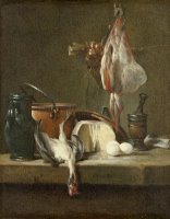 Still Life with Ray, Chicken, And Basket of Onions by Jean-simeon Chardin