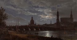 View of Dresden by Moonlight 2 by Johan Christian Dahl