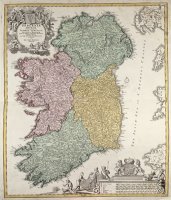 Antique Map of Ireland showing the Provinces by Johann Baptist Homann