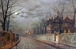 Old English House, Moonlight After Rain by John Atkinson Grimshaw