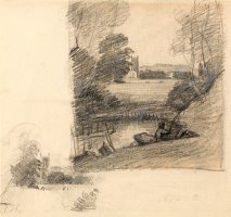 Two Studies of Dedham Church From The East by John Constable