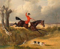 Foxhunting Clearing a Ditch by John Frederick Herring