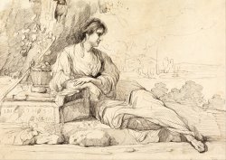 Reclining Female Figure in an Italian Landscape by John Hamilton Mortimer
