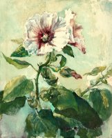 Study of Pink Hollyhocks in Sunlight, From Nature by John LaFarge