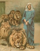 Daniel in the lions den by John Lawson
