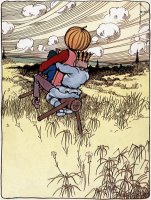 Land of Oz: The Scarecrow And Jack Pumpkinhead Riding The Saw Horse by John R. Neill