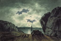 Bay Scene in Moonlight by John Warwick Smith