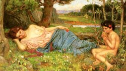 Listening to His Sweet Pipings by John William Waterhouse