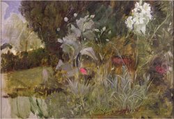 Study of Flowers And Foliage for The Enchanted Garden Oil on Canvas See 190595 by John William Waterhouse