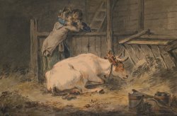 Courtship In A Cowshed by Julius Caesar Ibbetson