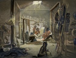 The Interior Of A Hut Of A Mandan Chief by Karl Bodmer