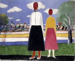Two Figures in a Landscape by Kazimir Malevich