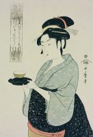 A Half Length Portrait Of Naniwaya Okita by Kitagawa Utamaro