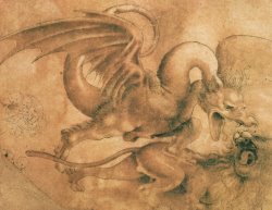 Fight Between A Dragon And A Lion by Leonardo da Vinci
