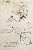 Manuscript B F 36 R Architectural Studies Development And Sections Of Buildings In City With Raise by Leonardo da Vinci