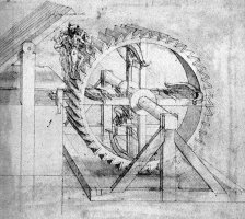 Wooden Gears Drawing by Leonardo da Vinci