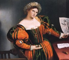 Portrait of a Lady with a Picture of The Suicide of Lucretia by Lorenzo Lotto
