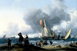 Dutchman Embarking Onto a Yacht by Ludolf Backhuysen