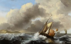 Fishing Vessels Offshore In A Heavy Sea by Ludolf Backhuysen
