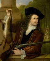 Jan De Hooghe (1650 1731). Anna De Hooghe's Cousin, Dressed for Shooting by Ludolf Backhuysen