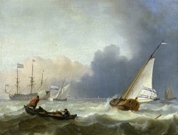 Rough Sea with a Dutch Yacht Under Sail by Ludolf Backhuysen