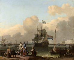 The Y at Amsterdam, with The Frigate 'de Ploeg' by Ludolf Backhuysen