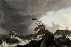 Warships in a Heavy Storm by Ludolf Backhuysen