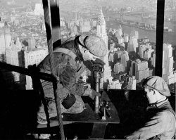 Riveters on the Empire State Building by LW Hine