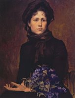 Young Woman with Lilacs by Maria Konstantinowna Bashkirtseff