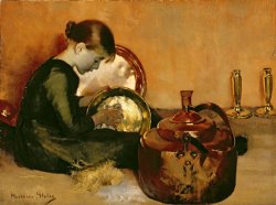 Polishing Pans by Marianne Stokes