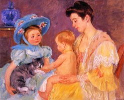 Children Playing with a Cat by Mary Cassatt