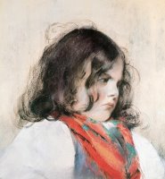 Head of a Child (pastel on Paper) by Mary Cassatt