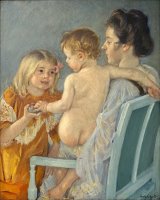 Sara Handing a Toy to The Baby by Mary Cassatt