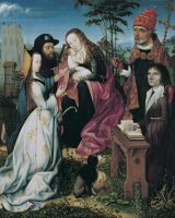 Virgin And Child with Saint James The Pilgrim, Saint Catherine And The Donor with Saint Peter by Master of Frankfurt