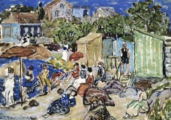 Painting of a Beach Scene by Maurice Brazil Prendergast