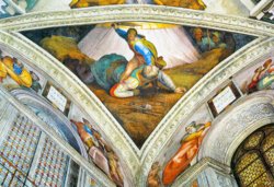 Ceiling Fresco of Creation in The Sistine Chapel Scene in Bezel David an by Michelangelo Buonarroti