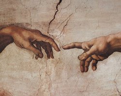 Creation of Adam Detail Hands by Michelangelo Buonarroti