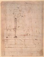 Design for The Tomb of Pope Julius II 1453 1513 Brown Ink on Paper Verso by Michelangelo Buonarroti
